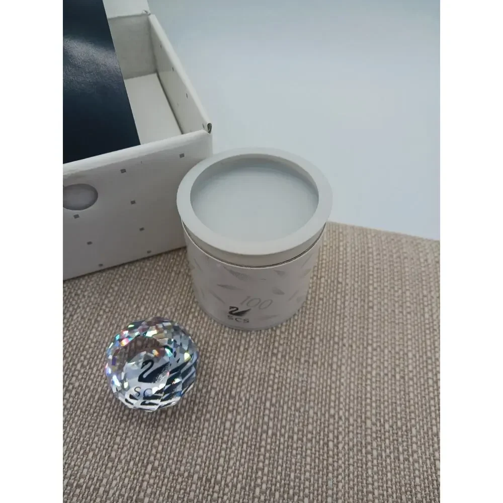 Swarovski SCS Collectors Society Faceted Crystal Paperweight & Pin Swan Logo Box